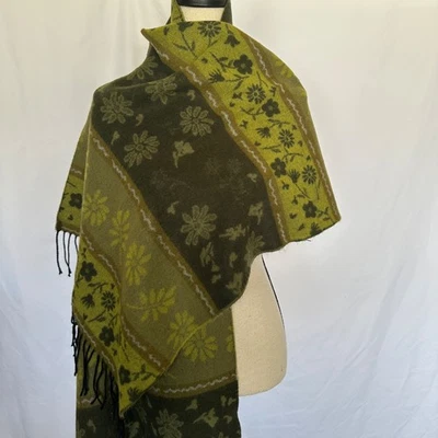 Dennis Basso негабаритный шарф зеленый цветочный надежном шаль бахрома 72 «x 40» Италия - Изображение 1 из 4