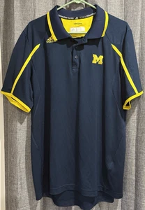 Adidas Michigan Wolverines Polo Shirt Uomo XL Maise & Blu Climalite UofM Usato in ottime condizioni - Foto 1 di 10