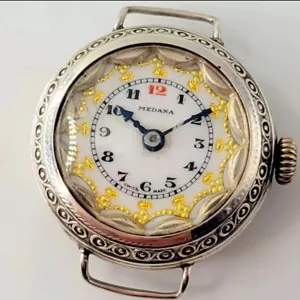 1922 SILVER HALLMARKED LADIES RED 12 1920s WATCH TRENCH STYLE VINTAGE ANTIQUE - Picture 1 of 6