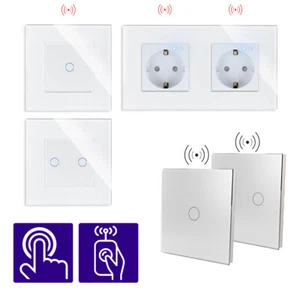 POINT Smart Touch Funk Lichtschalter Glas Steckdose Weiß Fernbedienung GT300 - Bild 1 von 30