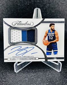 2021-22 Panini Flawless FOTL Karl-Anthony Towns # 1/25 📈 3 Color Patch Auto 🔥