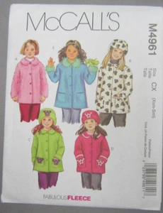 McCall's Pattern M4961 size CX Children and Girls Unlined Coats and Hats - Picture 1 of 2