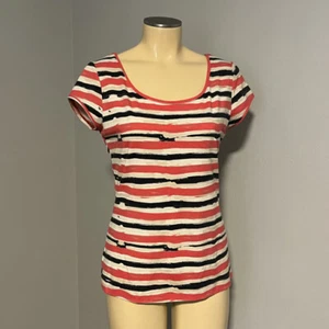 Lafayette 148 New York ~ ausgeschnittene hintere Kappe-Ärmel gestreiftes Oberteil M - Bild 1 von 5