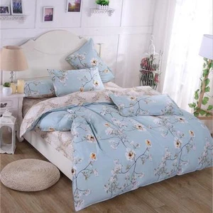 Blue Floral Bedding Set Cotton Bed Duvet Quilt Doona Cover Set Single Queen King - Bild 1 von 6