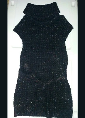 粉红色天使毛衣连衣裙女孩 M 码 5/6 海军蓝圆领  — 第 1/4 张图片