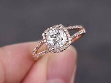 2.Ct Cushion Cut Lab Created Halo Wedding Proposal Rings in 14k Rose Gold Plated