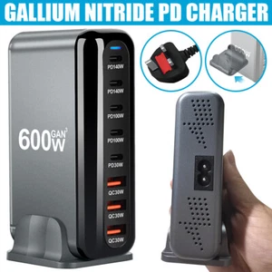 NEW 600W GaN Fast Charging Station USB-C PD Desktop Charger for iPhone Laptops - Picture 1 of 13