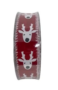 1.5 " X 50 Yds Premium Wired Edge Holiday Ribbon Red/White Reindeer Mega Roll - Picture 1 of 2