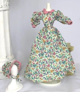 1/6 Maßstab Pioneer Western Early America Kleid Motorhaube Hut Outfit Barbie Blumenmuster - Bild 1 von 6