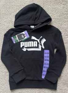PUMA Youth Black French Terry Hoodie Long Sleeve size XS5/6. New - Picture 1 of 3