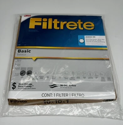 Filtrete Basic Air Cleaning Filter 90 Day Airflow 3M 10x10x1 18 Pack - Image 1 of 4