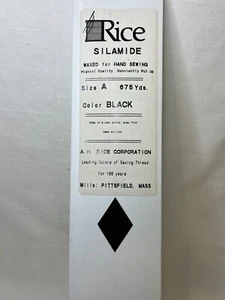 Rice Silamide Waxed Hand Sewing Thread Size A 675 Yards Black Color New - Picture 1 of 2