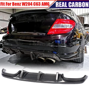 REAL CARBON Rear Bumper Diffuser Lip Chin for Mercedes Benz W204 C63 2008-2011 - Picture 1 of 15