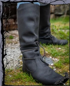 Botas vikingas medievales "Ole" de cuero nubucle Leonardo Carbone - Imagen 1 de 3