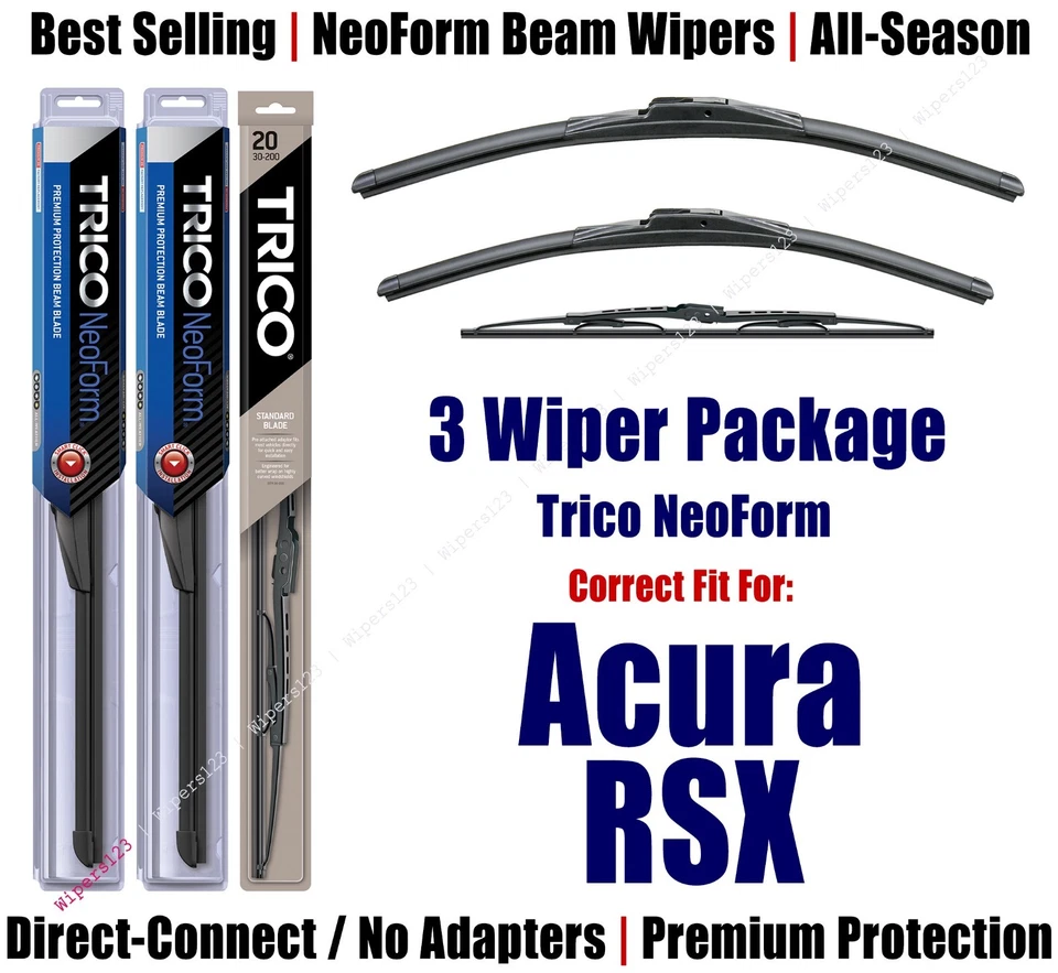 Paquete de 3 limpiaparabrisas delanteros y traseros - NeoForm - apto para Acura RSX 2002-2006 - 16240/200/30200 Foto 1 de 1