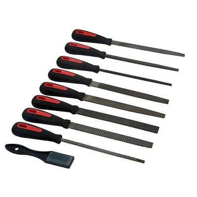 SILVERLINE FILE & RASP SET 9 PIECE  8" FLAT & ROUND + HALF FILING HAND TOOL P288 - Image 1 of 4