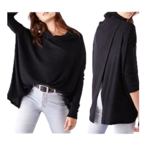 Free People NWT Juicy Long Sleeve Waffle Knit Thermal Shirt XS Color: Black - Picture 1 of 9