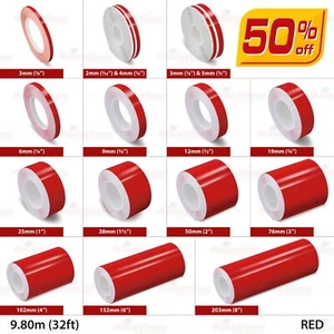 ROT Zierstreifen PinStripe AUFKLEBER Streifen Linienband Folie Dekorstreifen - Picture 1 of 27