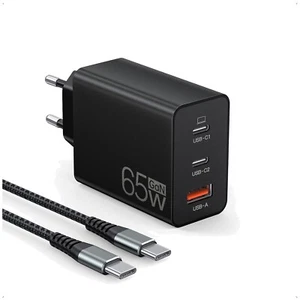 Hochleistungs USB C 65W Ladegerät 3 Ports Schnellladen Kabel für MacBook iPho... - Bild 1 von 11