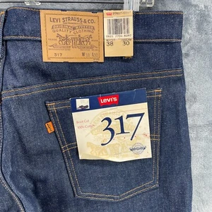 NWT Mens Vintage Levis 317 Orange Tab Boot Cut Dark Blue Jeans 38x30 RARE NOS - Picture 1 of 20