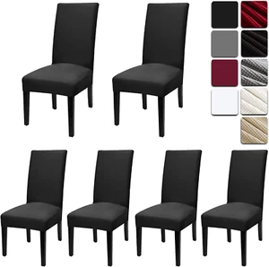 Chair Covers for Dining Chairs, Stretch Dining Room Chair Covers Set of 6, Washa - Picture 1 of 12