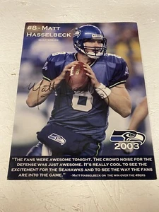Matt Hasselbeck Signed 8.5x11 Photo Seattle Seahawks Autograph - Picture 1 of 6