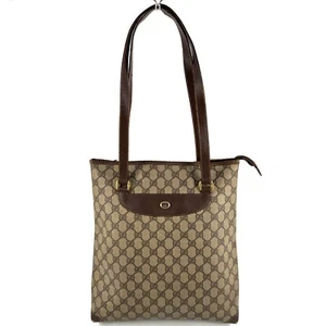 Vintage GUCCI Tote Bag GG Supreme PVC Leather Brown - Picture 1 of 18