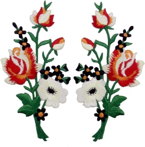 Flowers Bouquet Boho Patch Embroidered Floral Applique Iron on Sew on Rose Emble - Picture 1 of 4