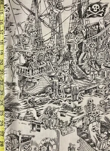 Skelewags Alexander Henry Cotton Fabric black white multicolored Sailor Nautical - Picture 1 of 4