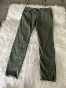 LOFT GRÜNE HIGH WAIST SKINNY CROP RAW SPLIT HEM JEANS ODER HOSE GRÖSSE 27/4 - Bild 1 von 7