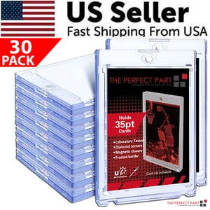 30 Pack Magnetic Trading Sports Card Holders 35pt One-Touch Hard UV Protection - Picture 1 of 21