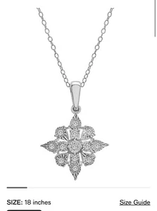 Diamond Cluster 18" Pendant Necklace (1/10 ct. t.w.) in Sterling Silver, - Picture 1 of 5