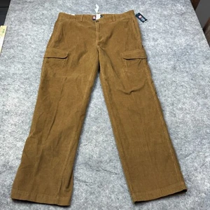 Chaps Pants Mens 38 x 32 Beige Brown Cargo Corduroy Baggy Skater Y2K NEW - Picture 1 of 9
