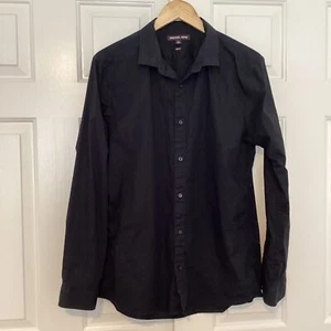 Michael Kors Mens Black Button Down Slim Fit Shirt Size XL - Picture 1 of 7