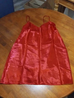 VTG August Silk Red Silky Polyester Nightie Size Medium - Image 1 of 4