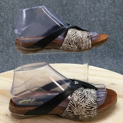 Sbicca Vintage Collection Sandals Womens 38 Slip On Slide Black Faux Leather - Image 1 of 4