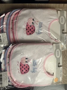 2-Packs Luvable Friends Baby Girls (7 Pack Each) Cotton Ladybug Bibs (14 Total) - Picture 1 of 9