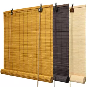 Bambus Rollo Natur Bambusrollo Holzrollo Sichtschutz Braun Jalousie Raffrollo - Bild 1 von 14