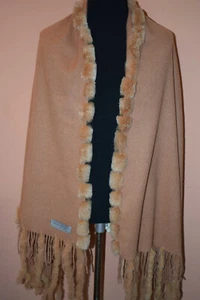 Salvatore Ferragamo Beige Camel Brown Fur Scarf SHAWL color in Good Condition - Picture 1 of 11