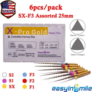 6Pcs/Pack Dental Endodontic X-Pro Gold Taper Rotary Files SX-F3 Assorted 25mm US - Picture 1 of 6
