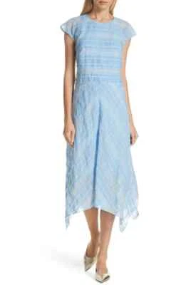 LEWIT Sheer Check Midi Dress (size 8) - Image 1 of 4