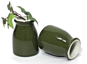 Jarra crema individual vintage Hall Restaurant Ware verde oliva conjunto 2 - Imagen 1 de 6