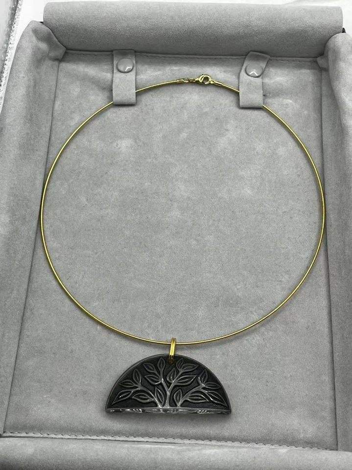 Collana con ciondolo in cristallo albero della vita Lalique Paris catena... - Immagine 1 di 4