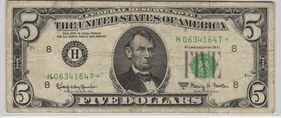 Fr.1968-H* 1963A $5 Federal Reserve Star Note VF - Image 1 of 2