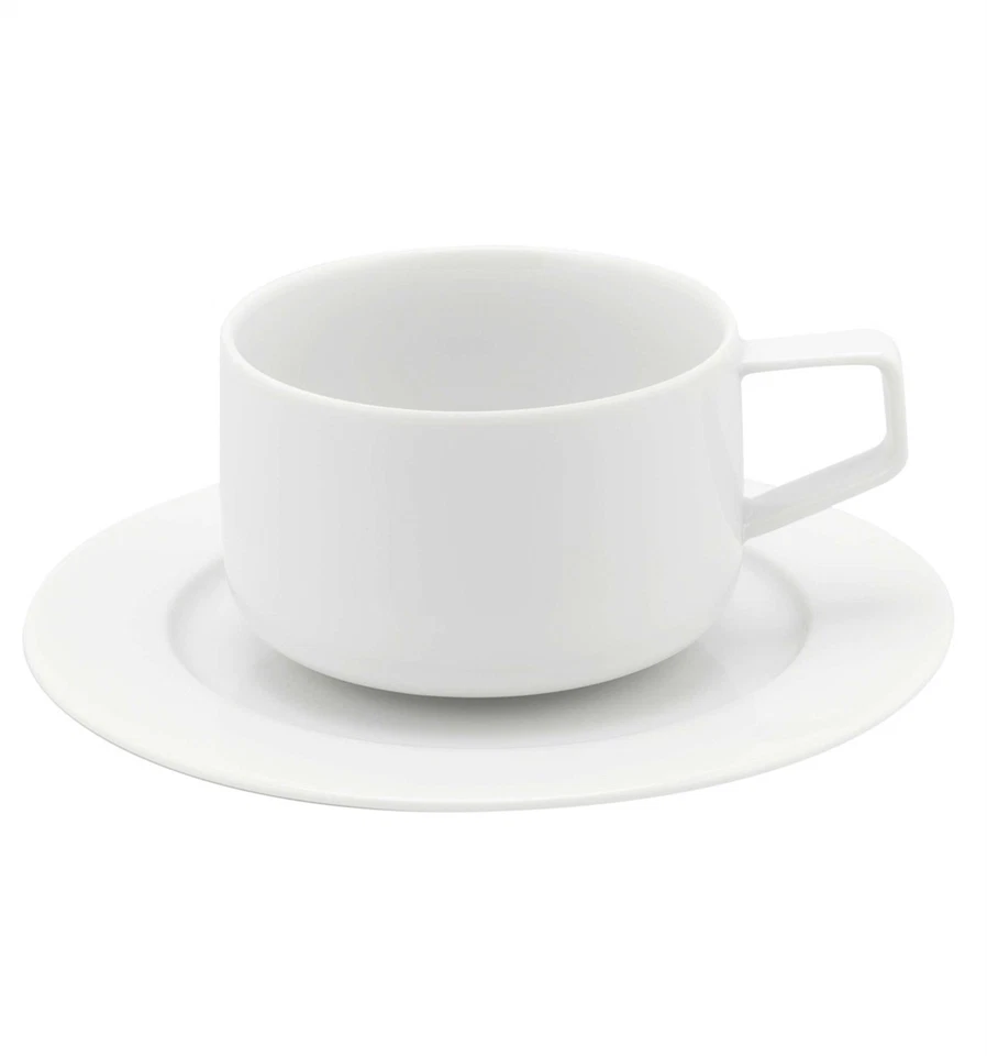 Vista Alegre Silkroad White Tea Cup & Saucer | Fine Porcelain Tea Set | Elegant - Image 1 of 1