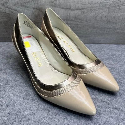 Zapatos de salón Anne Klein para mujer beige de 7 cuero con tacón de gatito Foto 1 de 4