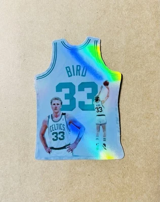 Larry Bird White Jersey Holographic Sticker Basketball Sports Card Theme