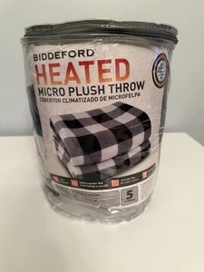 BIDDEFORD Heated Micro Plush Throw Blanket 50” x 62” 6 Heat Settings Auto Off - Picture 1 of 6