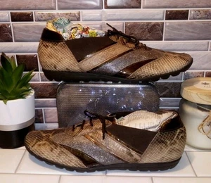 Zapatos para mujer Sesto Meucci Hovercraft dorados metálicos de piel de serpiente 11M - Hechos en Italia - Imagen 1 de 8
