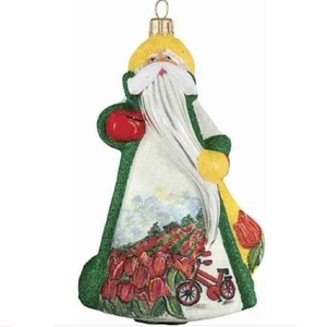 Glitterazzi Holland Santa Polish Glass Christmas Ornament New - Imagen 1 de 3